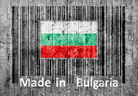 Bar code on concrete Made in Bulgaria Stock-Fotos