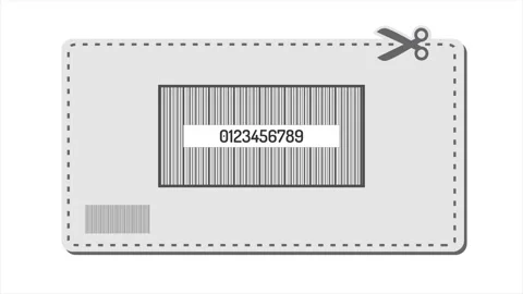 Bar code on coupon with numbers and scissors on isolated background Stock Footage 163796394
