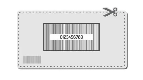 Bar code on coupon with numbers and scissors on isolated background Stock Illustration