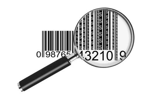 Bar code with dollar symbol and magnifying glass Stock Illustration