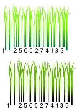 Bar code with fresh green grass 库存插图