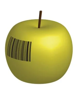 Bar-code green apple 스톡 일러스트
