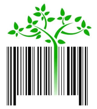 Bar code with green sprouts growing illustration design over white Stock-Illustration