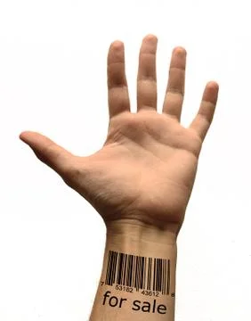 Bar code on hand 写真素材