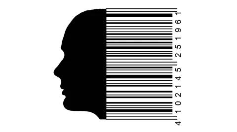 Bar code head. The concept of different people, individual Stock Footage 55206999