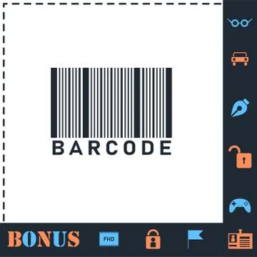 Bar code icon flat Stock Illustration