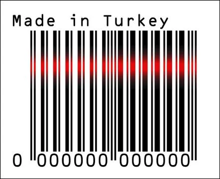 Bar code icon over made in turkey 스톡 일러스트