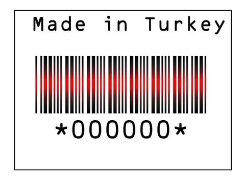 Bar code icon over made in turkey Stockillustratie