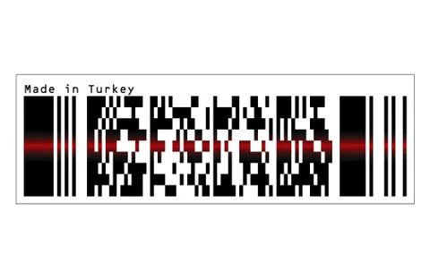 Bar code icon over made in turkey 스톡 일러스트