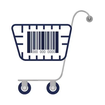 Bar code inside shopping cart vector design Illustrazione stock