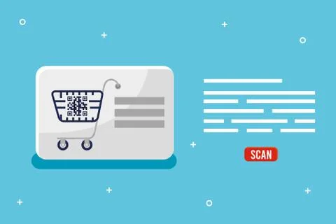 Bar code inside shopping cart vector design Stock-Illustration