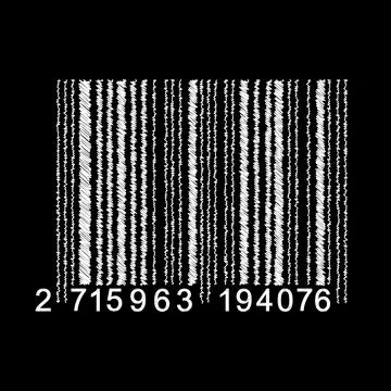 Bar Code isolated on black background. Universal Product Scan Code in doodle  Stockillustratie