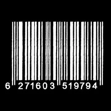 Bar Code isolated on black background. Universal Product Scan Code in doodle  Illustrazione stock