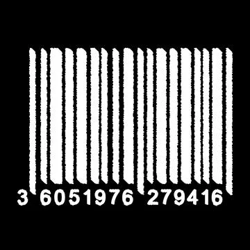 Bar Code isolated on black background. Universal Product Scan Code in doodle  Stock Illustration