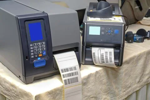 Bar Code Label Printers 스톡 사진