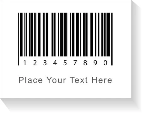 Bar code label with shadow and caption Place your text here. Vector illustr.. Stock Illustration