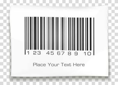 Bar code label with shadow on a transparent background. Vector illustration. Stock Illustration