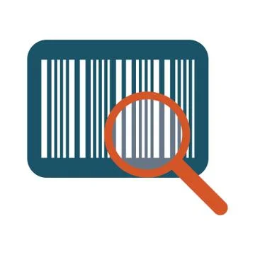 Bar code with magnifying glass line and fill style icon 스톡 일러스트