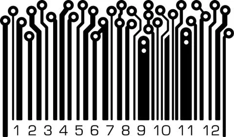 Bar code in PCB-layout style. Vector illustration. Stock Illustration
