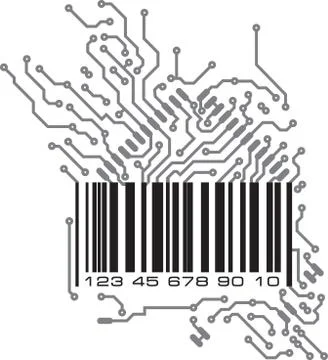 Bar code in PCB-layout style. Vector illustration. Illustrazione stock