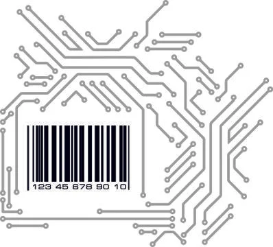 Bar code in PCB-layout style. Vector illustration. 库存插图