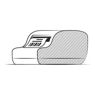 Bar code printer hand drawn .Label printer Vector flat Check print. Stock Illustration