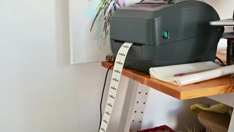 Bar code printer at work 4K Stock Footage 168767928