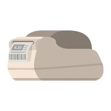 Bar code printer.Label printer isolated on white background.Vector flat reali Stock Illustration