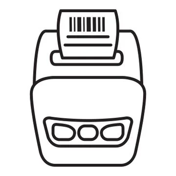 Bar code printer.Label printer vector flat Outline line icon business. Stock Illustration