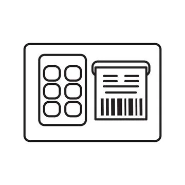 Bar code printer.Label printer vector flat. Outline line icon business. Stock Illustration