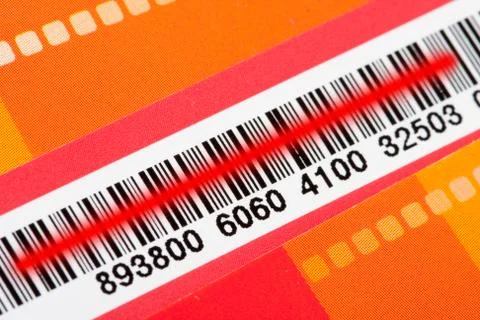 Bar code with red scanner laser Stock Photos