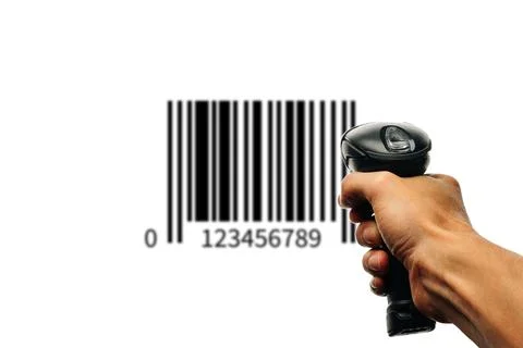 Bar code. Retail label barcode scan. Reader laser scanner for warehouse holdi Stock Photos
