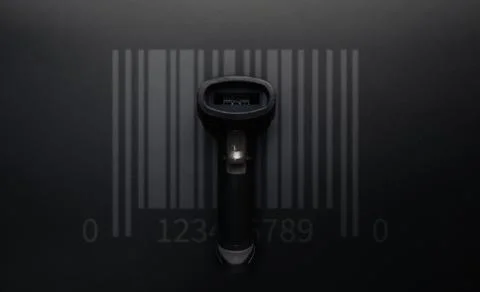 Bar code. Retail label barcode scan. Reader laser scanner for warehouse on bl Stock Photos