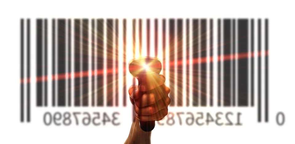 Bar code. Retail label barcode scan. Reader laser scanner for warehouse holdi Stock Photos