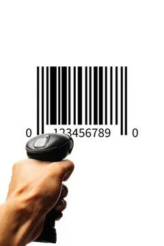Bar code. Retail label barcode scan. Reader laser scanner for warehouse holdi Stock Photos