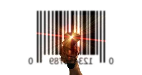 Bar code. Retail label barcode scan. Reader laser scanner for warehouse holdi Stock Photos