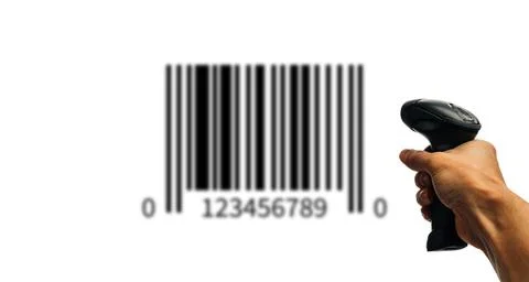 Bar code. Retail label barcode scan. Reader laser scanner for warehouse holdi Stock Photos