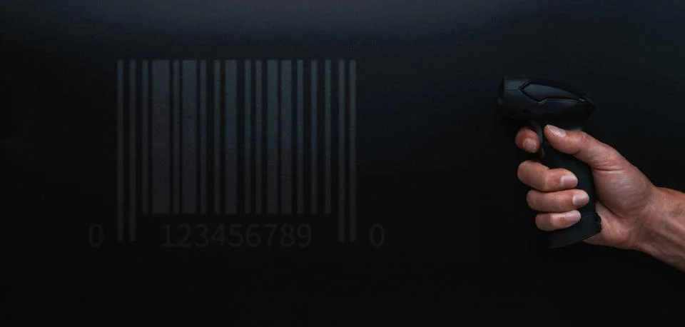 Bar code. Retail label barcode scan. Reader laser scanner for warehouse on bl Stock Photos