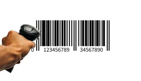 Bar code. Retail label barcode scan. Reader laser scanner for warehouse holdi Stock Photos
