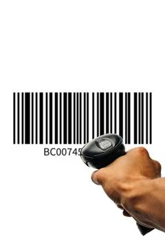 Bar code. Retail label barcode scan. Reader laser scanner for warehouse holdi Stock Photos