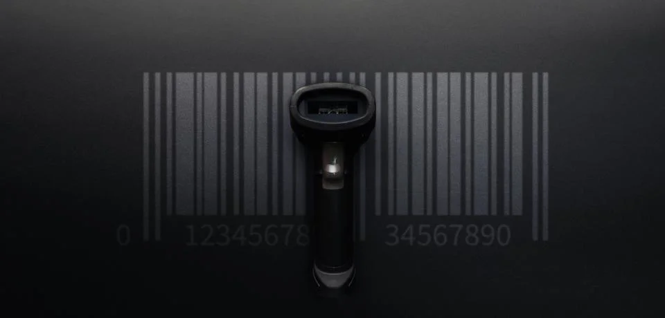 Bar code. Retail label barcode scan. Reader laser scanner for warehouse on bl Foto stock