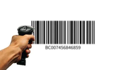 Bar code. Retail label barcode scan. Reader laser scanner for warehouse holdi Stock Photos