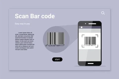 Bar code scan color vector landing page template 스톡 일러스트