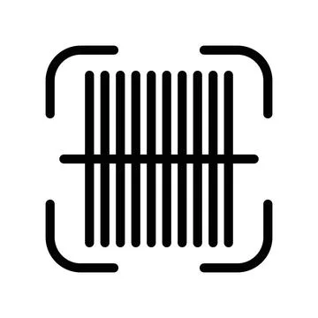 Bar code scanner icon linear logo mark in black and white Stock Illustration