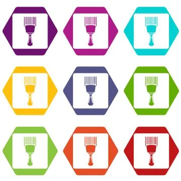 Bar code scanner icon set color hexahedron 스톡 일러스트