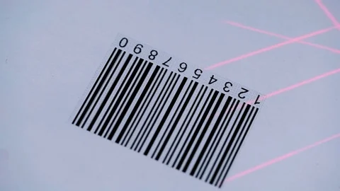 Bar code scanner scans the product code Stock Footage 74219809
