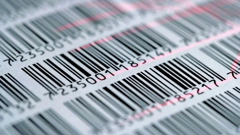 Bar code scanner scans the product code Stock Footage 74307838
