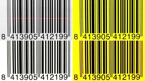 Bar code, a sequence of rapidly changing barcodes. Logistics, bulk warehousin Video stock 139744550