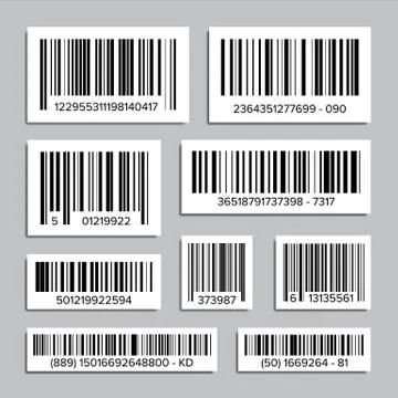Bar Code Set . Abstract Product Bar Codes Icons For Scanning. UPC Label Stock Illustration