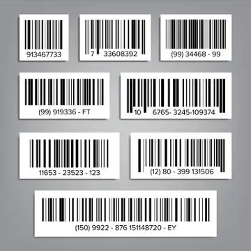 Bar Code Set . UPC Bar Codes. Universal Product Code. Market Trademark. Isolated Stock Illustration
